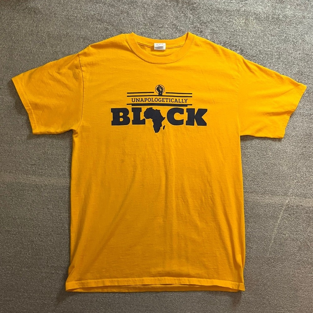 Port & Company Unapologetically Black Graphic T-Shirt Yellow Med Black Panther
